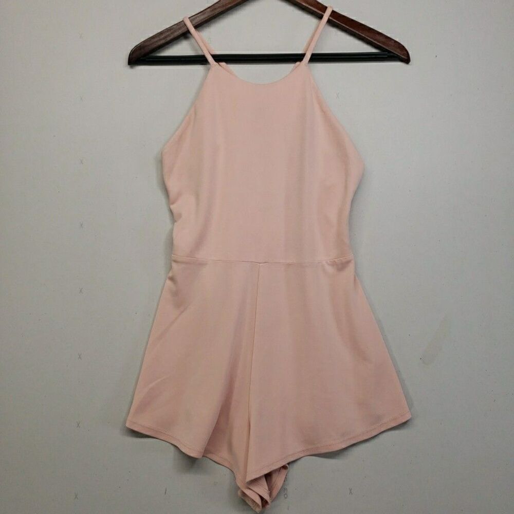 Fabletics Kyla Romper Womens High Neck Strappy XS Pink Activewear Yoga Lounge
